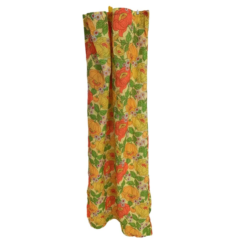 Vintage MCM Mod Orange Yellow Green Flower Shower Curtain 70x70